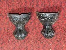 (2) Old Black ANTIQUE Vintage Cast Iron BALL & EAGLE CLAW FOOT Bath Tub Feet