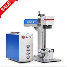 OMTech™️ 50W Max Fiber Laser Marking Engraving Machine 8×8 in with Rotary Axis