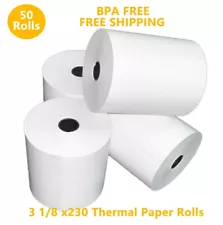 3 1/8" x 230'THERMAL PAPER POS RECEIPT PRINTER ROLL PAPER BPA FREE 50 ROLLS