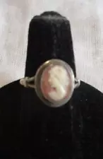 800 Silver Ring Cameo Vintage Size 5