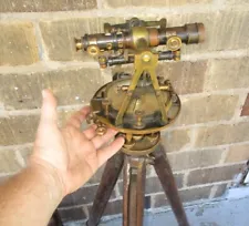 1900 GURLEY MTN SIZE TRANSIT AND TRIPOD / BRASS / UNTOUCHED AS FOUND