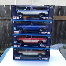 Maisto 1979 Ford F150 Pick-Up 1/18 Lot Sale Brown, Orange, Blue, Blue/White New