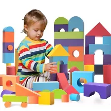 Set of 34 Jumbo Large Foam Blocks for Toddlers - Stacking Soft Blocks for Kids w