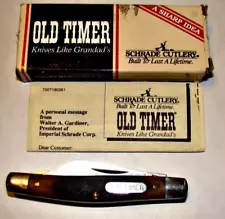 Never Used Vintage OLD TIMER 34OT SCHRADE 3 Blade Pocket Knife Boxed Near Mint