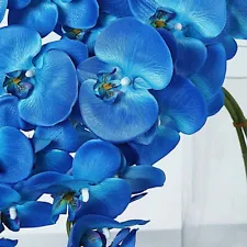 2 40" tall ROYAL BLUE Faux Silk Orchid Flowers Sprays Stems Wedding Decorations