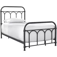 Bowery Hill Twin Metal Spindle Bed in Matte Black