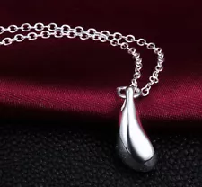 925 Sterling Silver Water Drop shape Pendant Necklace Charm Female Jewelry Sale