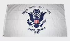 U.S. Coast Guard Semper Paratus 1790 Seal Yard Flag Polyester White 3' X 5'