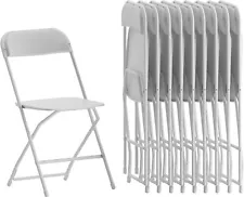 10 Pc Folding Event Chair Party Seat Lightweight Durable Stackable Outdoor White