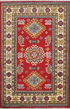 Vibrant Kazak Pakistani Rug Handmade Tradition Geometric Patterns Wool 3x4 ft