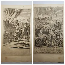 Original Bible Ark Covenant Christian page 17th century trumpets Jericho antique