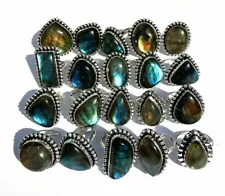 1000Pcs Labradorite Gemstone Ring Wholesale Lot 925 Sterling Silver Plated WHR-3