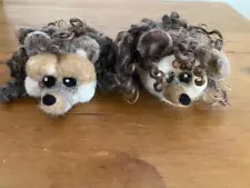 Needle Felted sculpture hedgehog PAIR Handmade 5.5" long