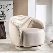 Modern Barrel Swivel Chair with Plush Velvet Upholstery and