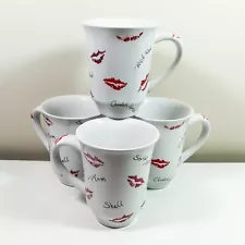 Set of 4 RARE Red and White MARY KAY Lips Coffee/Tea Mugs For Team Entertaining