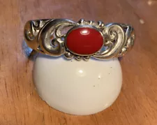 Sterling Silver Solid .925 Bracelet W/ Red Coral Estate Sale