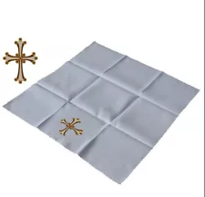 Church Liturgical Mass Corporal Square Altar Cover Cloth Brown Cross Embroidery