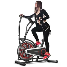 Upright Air Bike Fan Exercise Bike W/Display Adjustable Seat Home Cardio Workout