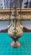 Catholic Orthodox Church Antique Brass Cherub Hanging Incense Burner ~ Rare