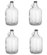 4 NEW GLASS 1 GALLON JUGS w/CAPS FOR HOMEBREWING BEER WINE MAKING KITS MOONSHINE