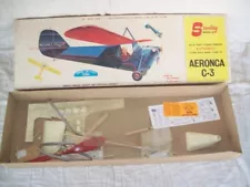 1960 Sterling Aeronca C-3 A25 Balsa Wood Plane Box With Various Parts