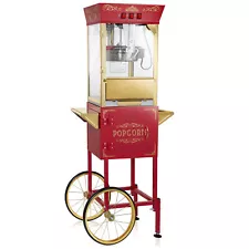 OPEN BOX - Movie Theater Popcorn Machine with Cart and 10 oz Kettle -Red