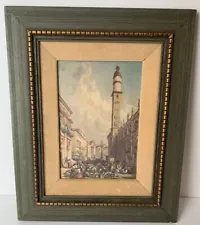 Rudolf Lesch Fine Arts Mediterranean Cities Framed Vintage Original Old Print