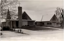 Methodist Church in Carroll Iowa IA Street View 1940s RPPC Postcard Photo