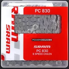 SRAM PC-830 6/7/8-Speed Road/Mtb Bike Chain 1/2" X 3/32" 114L Fits Shimano Campy