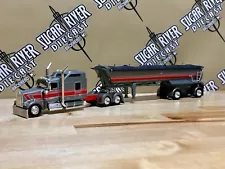 Dcp 1/64 Kenworth W900 Show Parts And Mac Round Dump Trailer Semi Truck Farm Toy