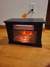 Small Electric Fireplace Portable Heater Wooden Intertek TF-1313W - Used