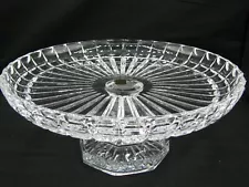 Cut Crystal Pedestal Cake Stand Hand Cut 24% Lead Crystal Made In Poland New