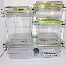 x4 FoodSaver Fresh Vacuum Seal Set Canisters Containers Clear & Green Super Nice