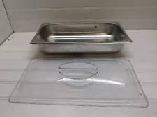 WinCo 1/3 Size 2" NSF Stainless Steam Table Hotel Pan (12.5"x 7") & Lid