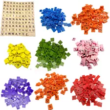 100PC Wooden Scrabble Tiles Black Letters Numbers For Crafts Wood Alphabets