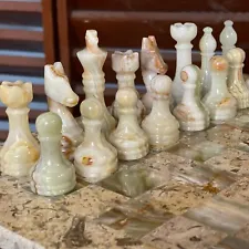 Vintage Marble Coral & Green Chess Pieces Fathers day spiecal best gift for dad