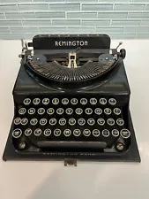 Remington Rand Deluxe Junior Vintage Portable Typewriter with Black Glossy Case