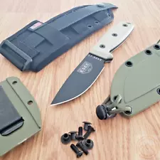 ESEE Model 3MIL Fixed Knife 3.88" 1095HC Steel Blade Green Canvas Micarta Handle