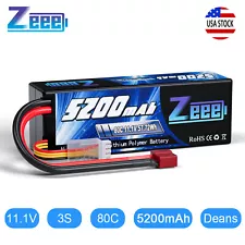 Zeee 3S LiPo Battery 5200mAh 11.1V 80C Deans Hardcase for RC Car Helicopter Boat