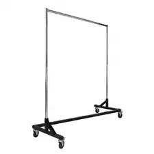 Chrome Steel Rolling Z-Rack 64 in. W x 70 in. H with Black Base