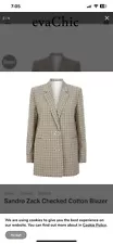 Sandro Checked Blazer Top Rhinestone Long Sleeve Coat for Women New fashion