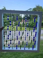 Brilliant Blue Green Sun Catcher Glass Beads Outdoor Decor Unique Gift Yard Art