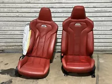 15-18 BMW F80 M3 SAKHIR ORANGE RED FRONT PAIR SEATS DRIVER PASSENGER LEATHER OEM