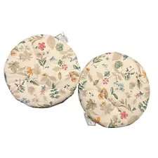 Longaberger 12" Padded Round Bar Stool Covers PAIR (2) Cushion Floral NWT