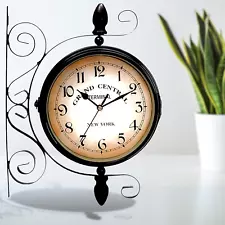 Outdoors Vintage Double Sided Vintage Industrial Wall Clock for Outdoor Decorati