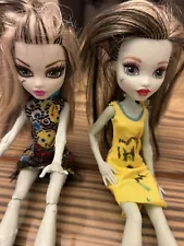 Monster High Frankie Stein Emoji Dress 2008 Yellow Tye Dye Dress 2016 Mattel