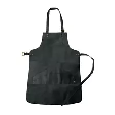 Real Leather Multi Pocket Apron Black Full Grain Leather Butchers,woodwork Apron