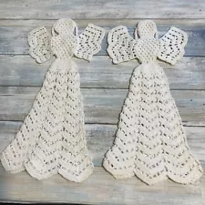 Large crochet Angels Lot of 2 Hand Made 12" Estate