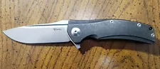 Reate Knives Horizon C Stonewash Blk Ti 3.75" S35VN Blade Flipper Silver Clip