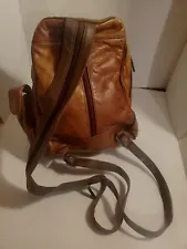 C -BAGS LEATHER Women's Cognac Brown Soft Leather Bagpack. 15" Tall 13 W 6"D